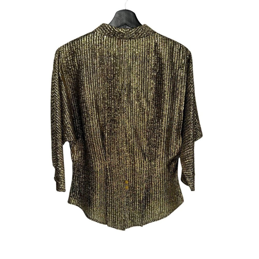 Vintage 70s Gold Metallic Dolman Sleeve Blazer Medium - Picture 3 of 8
